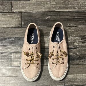 Sperry Blush Canvas Sneakers with Unique Laces